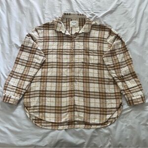 Casual Plaid Shirt in Brown and Cream